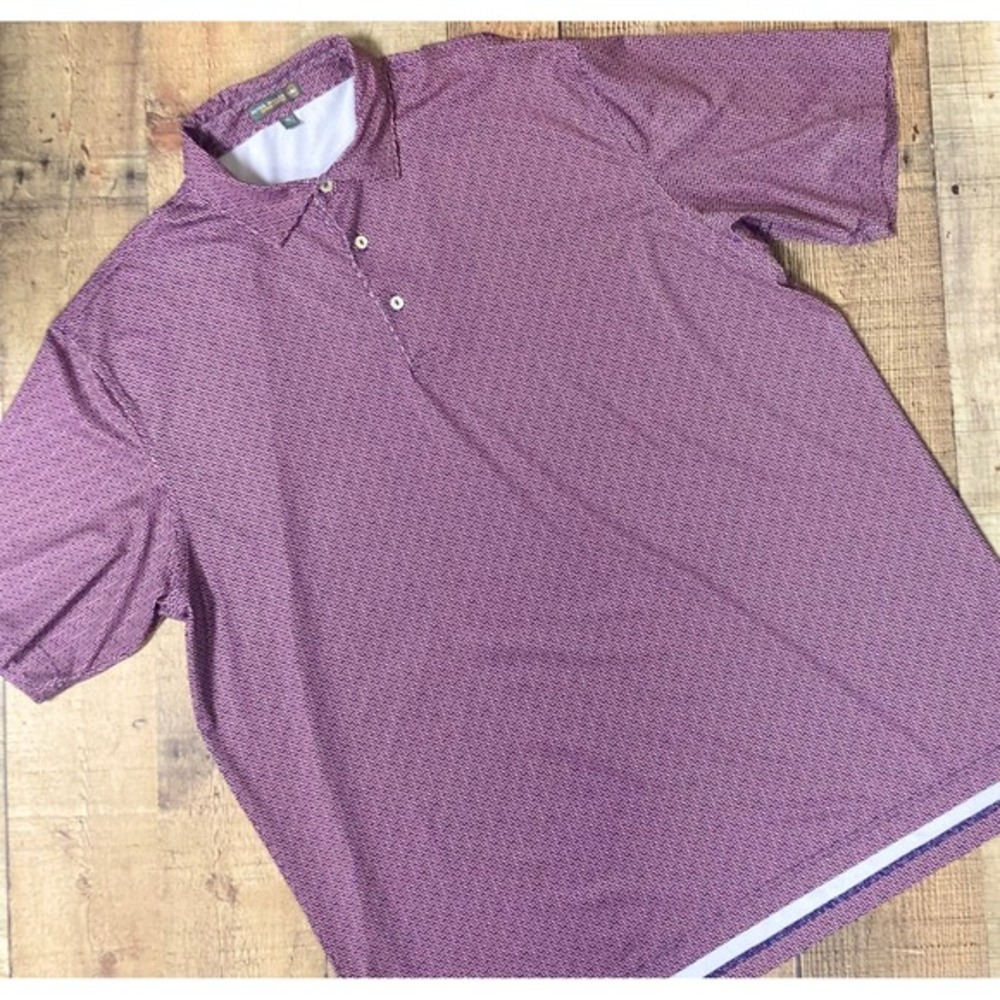 Peter Millar Summer Comfort Polo Shirt Mens XL Purple Life‎ Preserver Print Golf